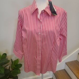 NWT!Jones New York Pink and White Striped Shirt